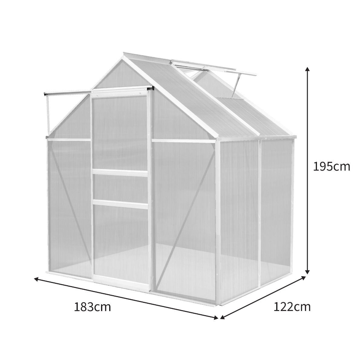 Polycarbonate Greenhouse 6ft x 4ft – Silver