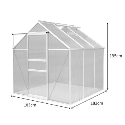 Polycarbonate Greenhouse 6ft x 6ft – Silver