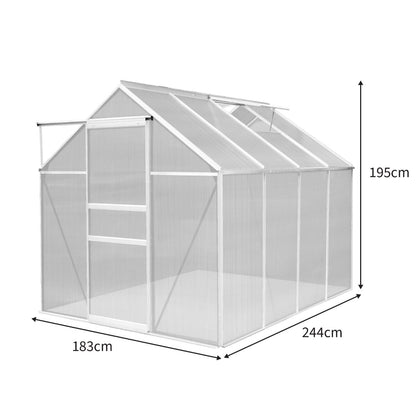 Polycarbonate Greenhouse 6ft x 8ft – Silver