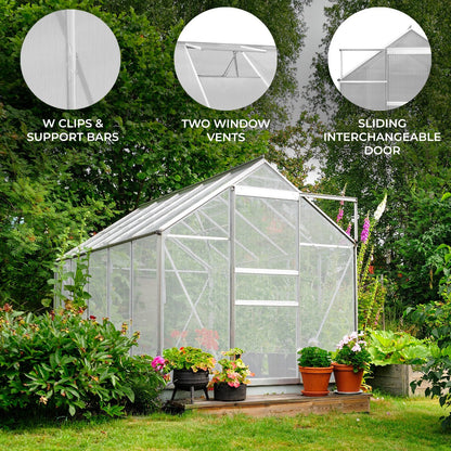 Polycarbonate Greenhouse 6ft x 8ft – Silver