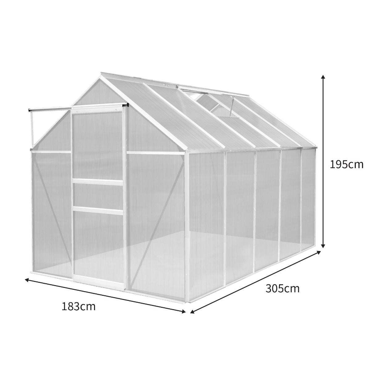 Polycarbonate Greenhouse 6ft x 10ft – Silver