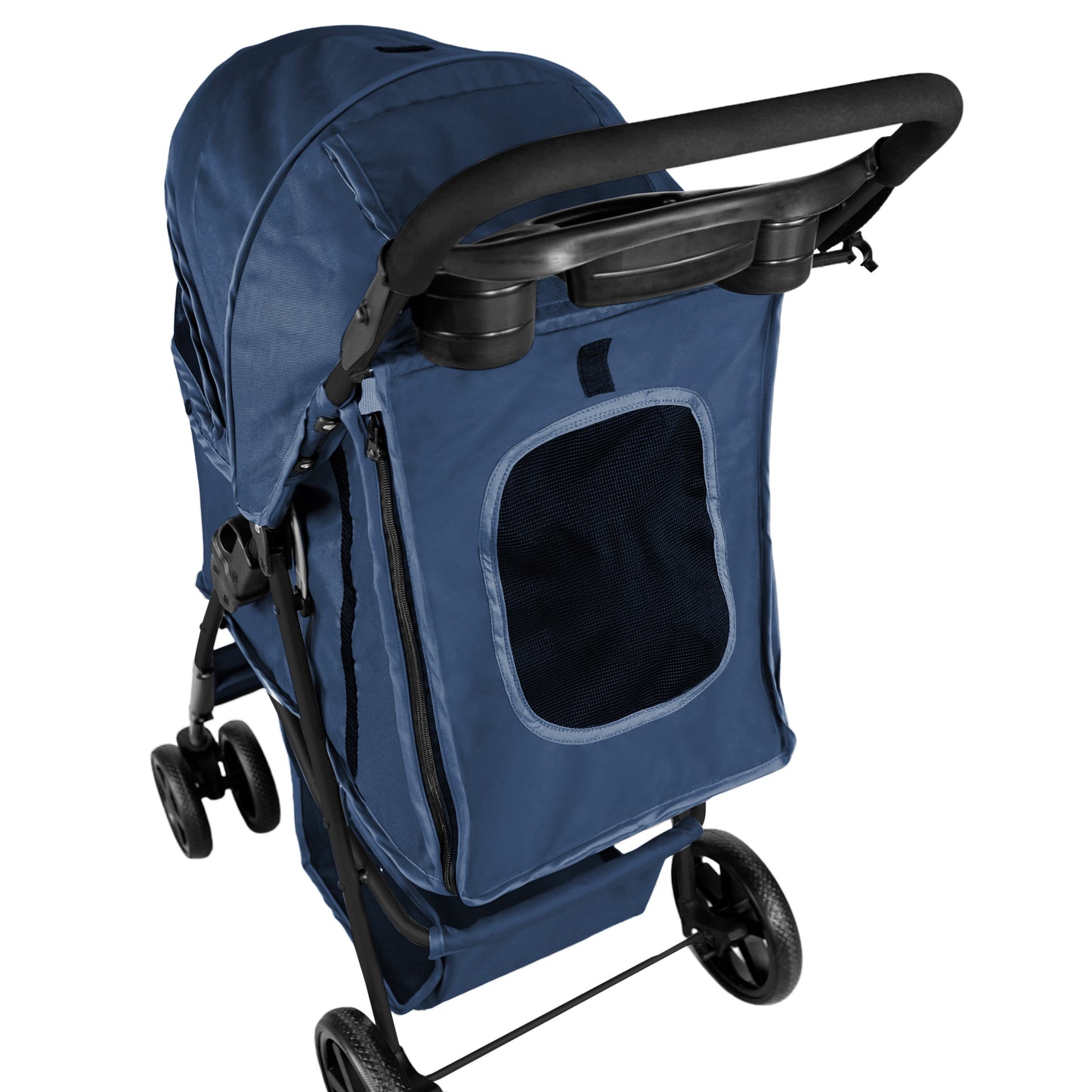 Pet Stroller with Rain Cover – Navy Blue