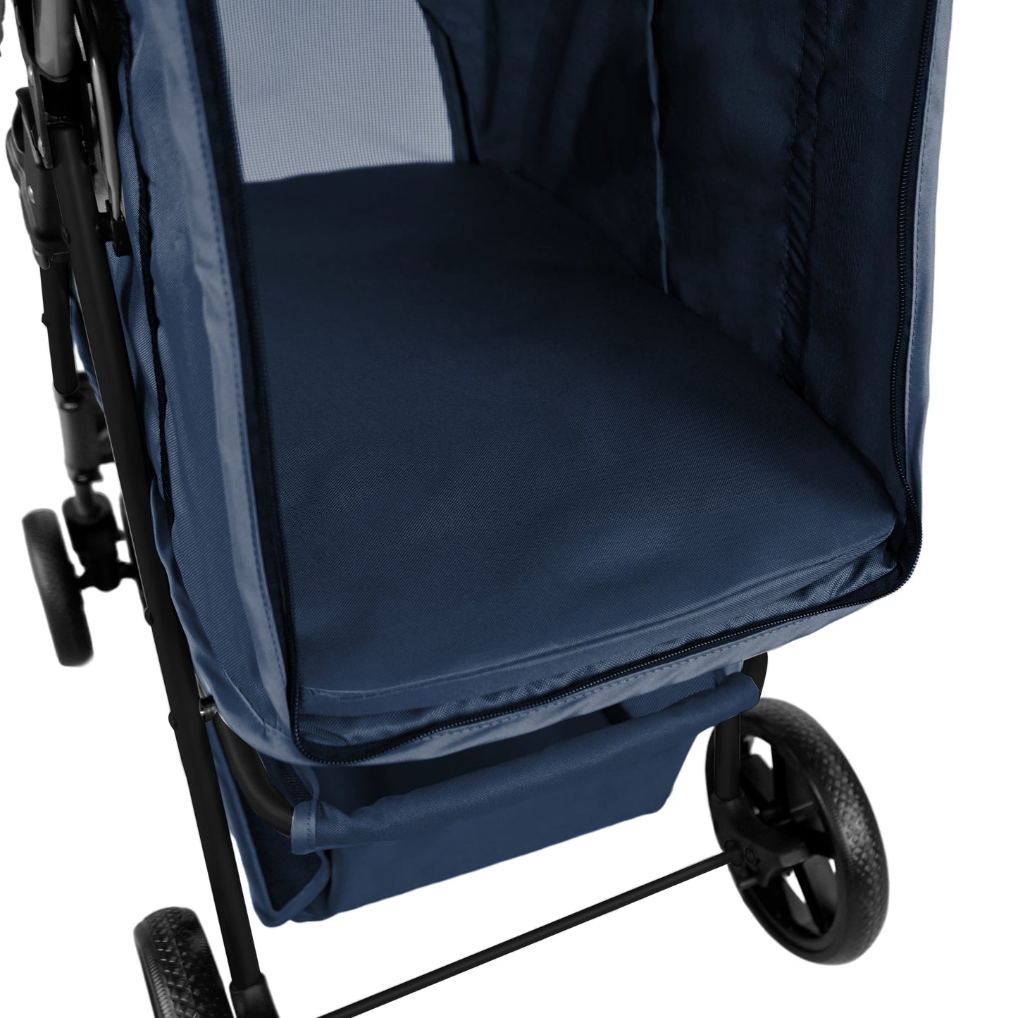 Pet Stroller with Rain Cover – Navy Blue