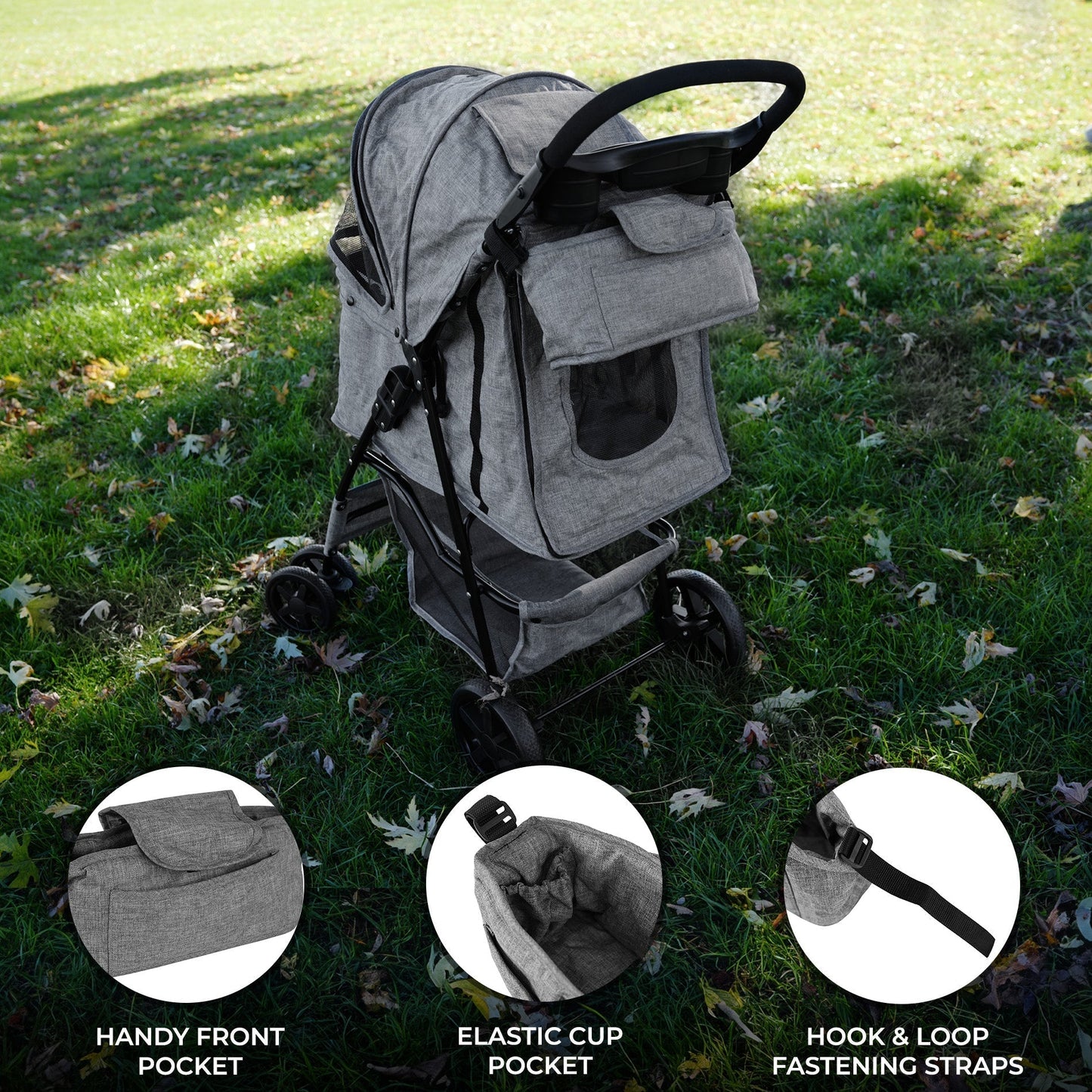 Pet Stroller Caddy Bag - Woven Grey