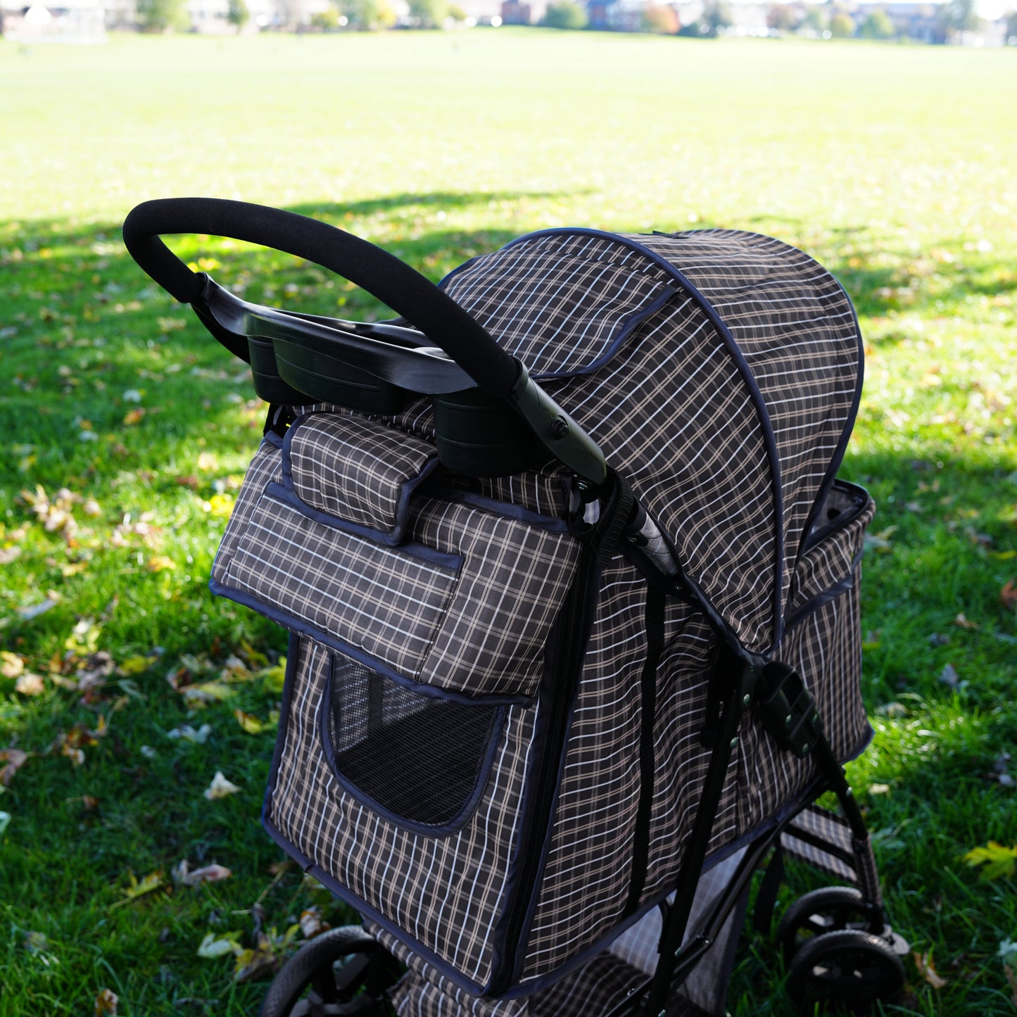 Pet Stroller Caddy Bag - Blue Tartan