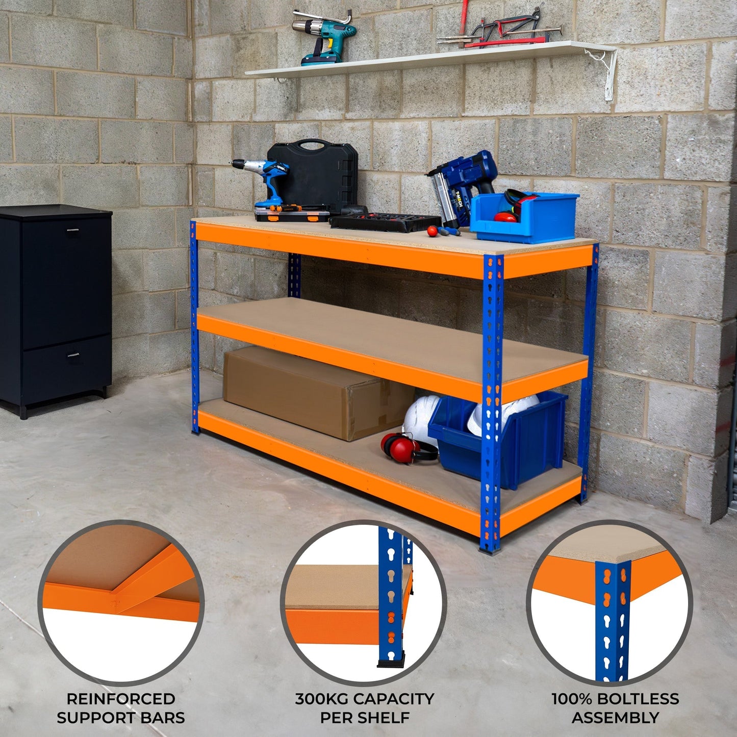 S-Rax 3 Tier Workbench - 180cm x 60cm x 90cm