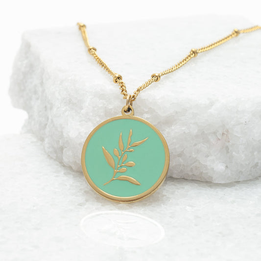 Resilience Leaf Necklace in Mint