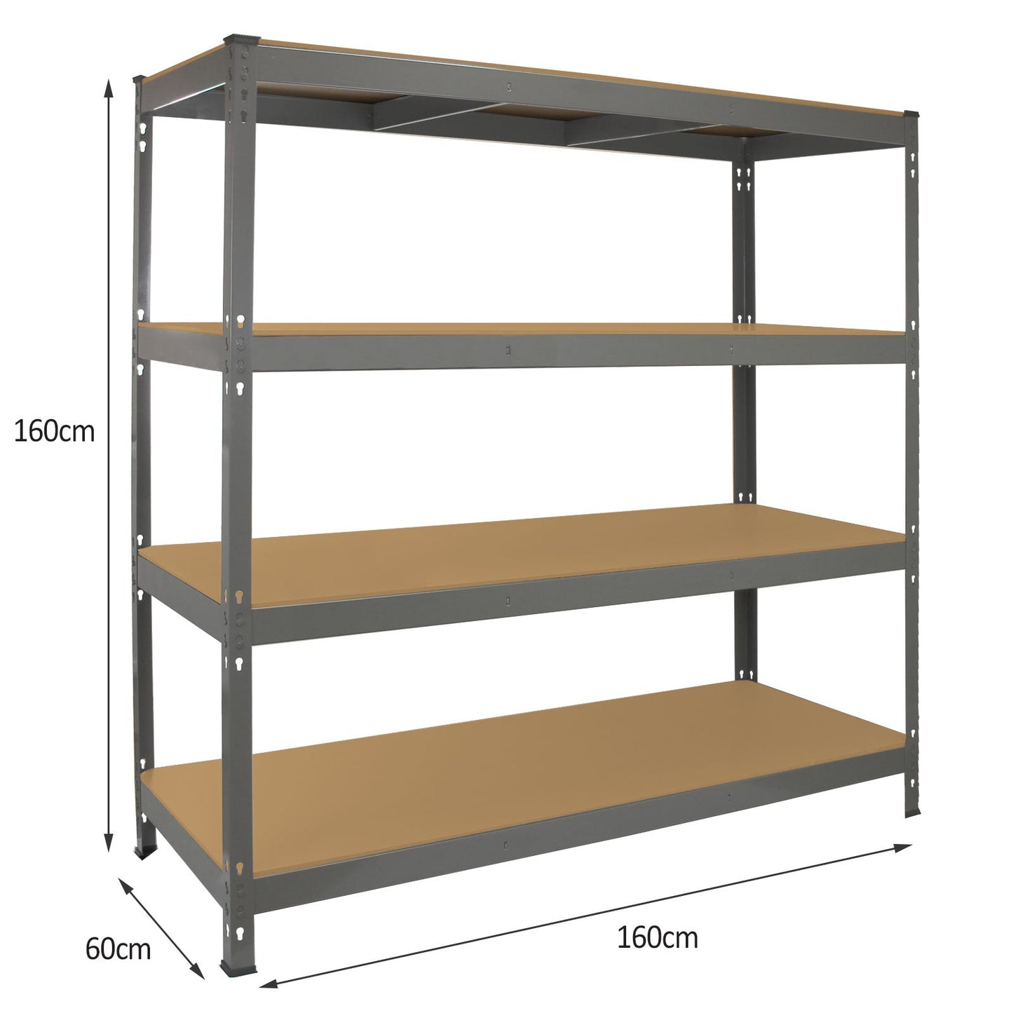 Monster Racking Q-Rax Heavy Duty Storage Shelving, 160cm W, 60cm D, Grey