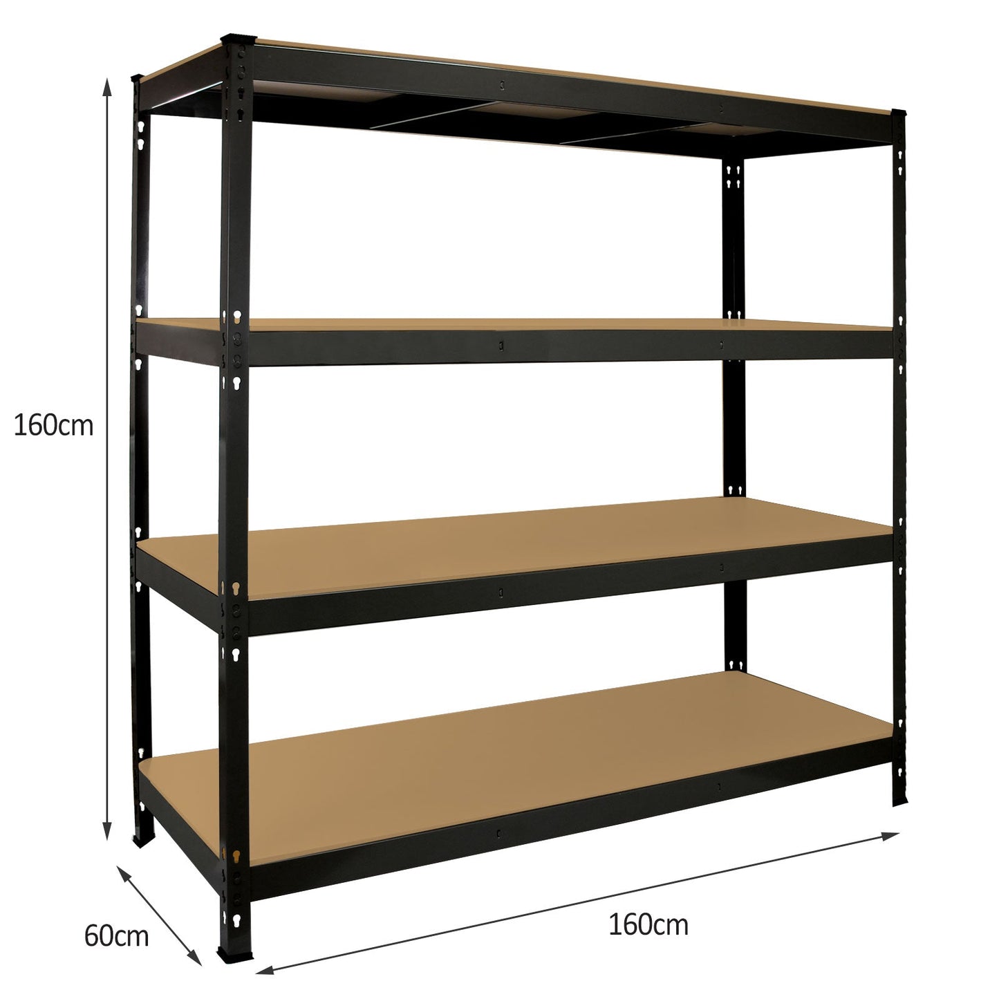 Monster Racking Q-Rax Heavy Duty Storage Shelving, 160cm W, 60cm D, Black