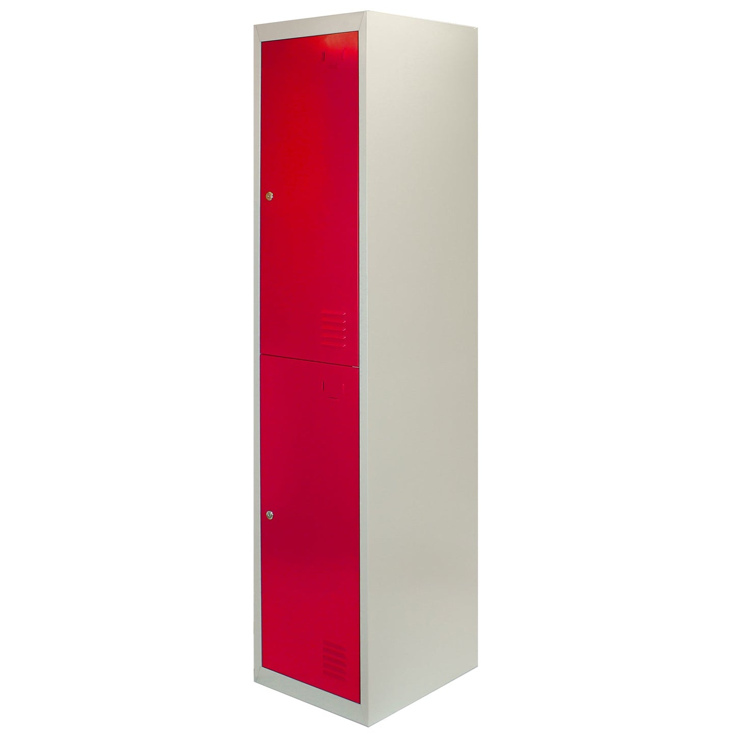 Metal Storage Lockers - Two Doors, Flatpacked, Red