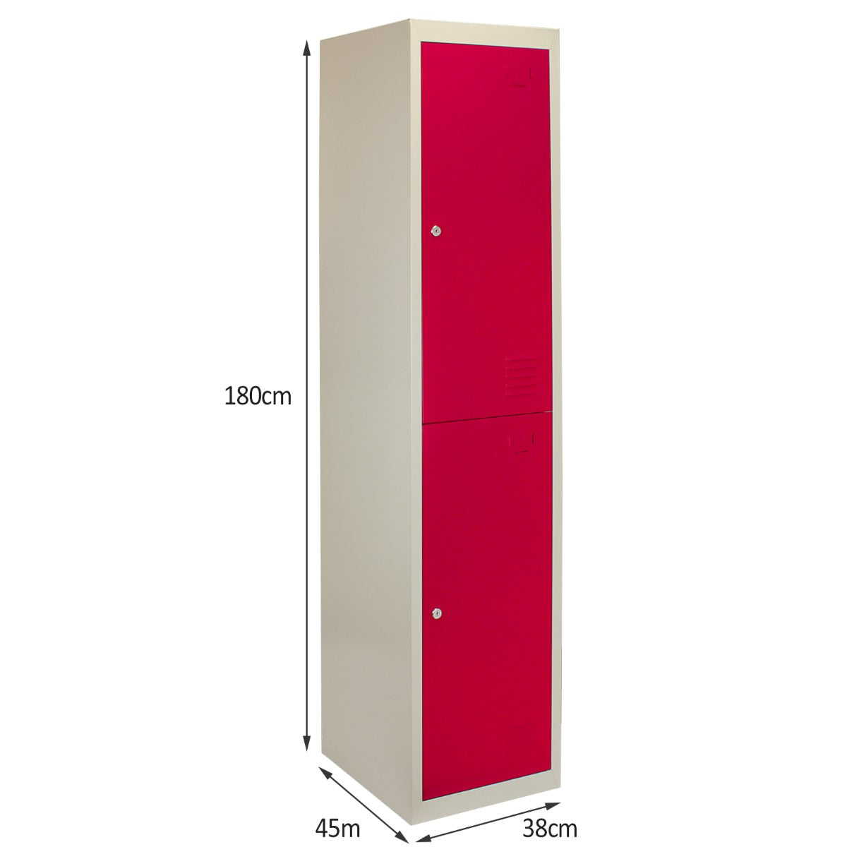 Metal Storage Lockers - Two Doors, Flatpacked, Red