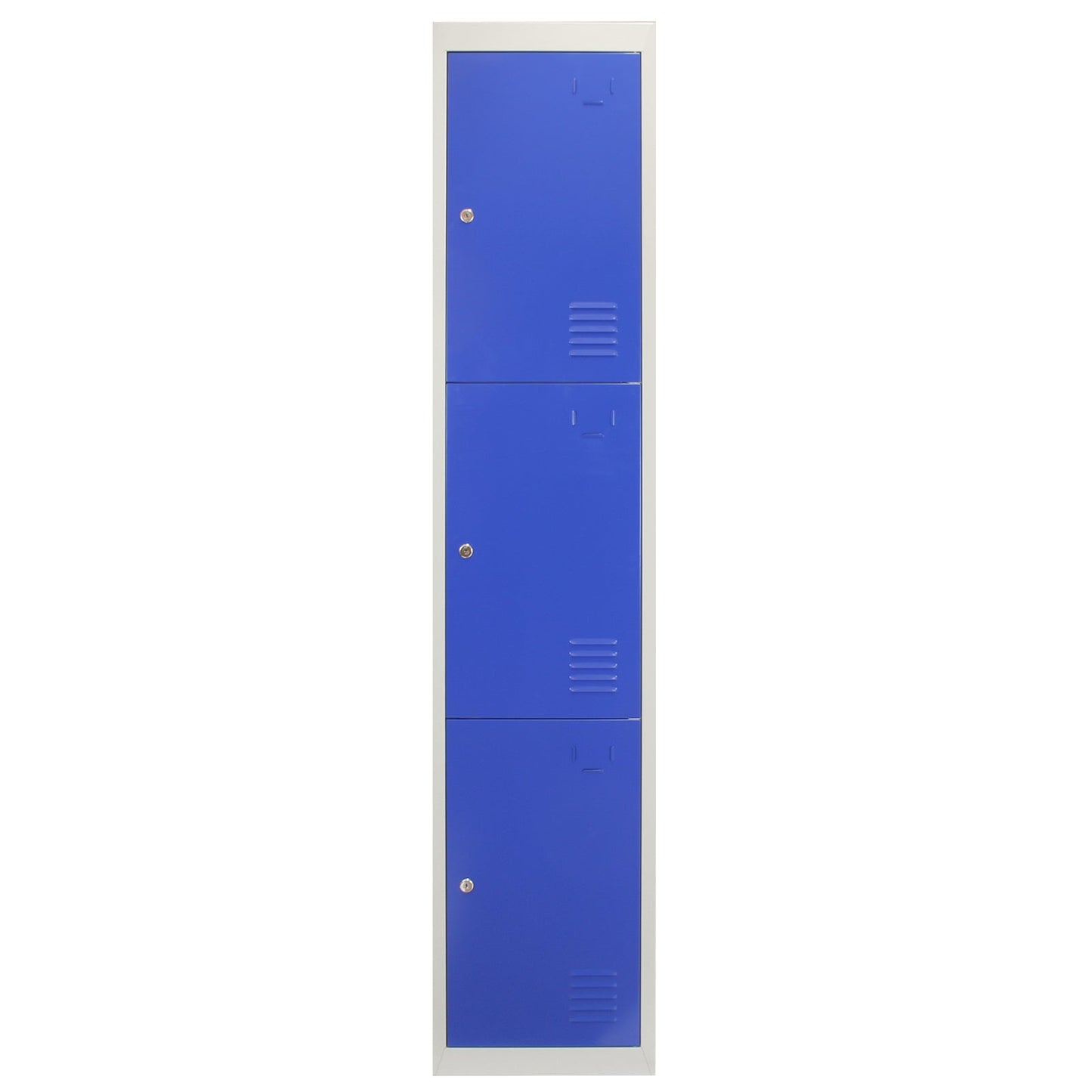 Metal Storage Lockers - Three Doors, Flatpacked, Blue