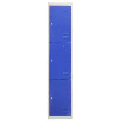 Metal Storage Lockers - Three Doors, Flatpacked, Blue