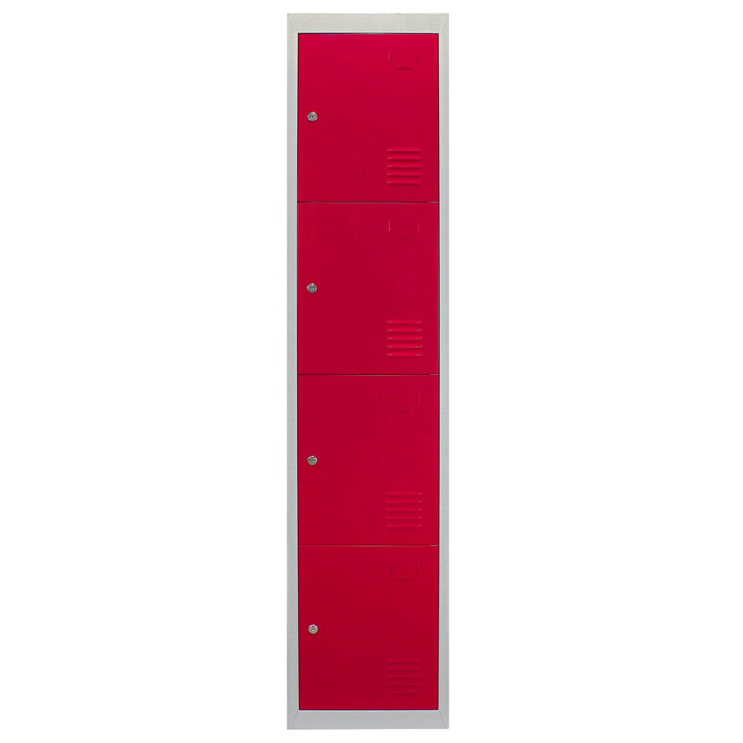 3 x Metal Storage Lockers - Four Doors, Red