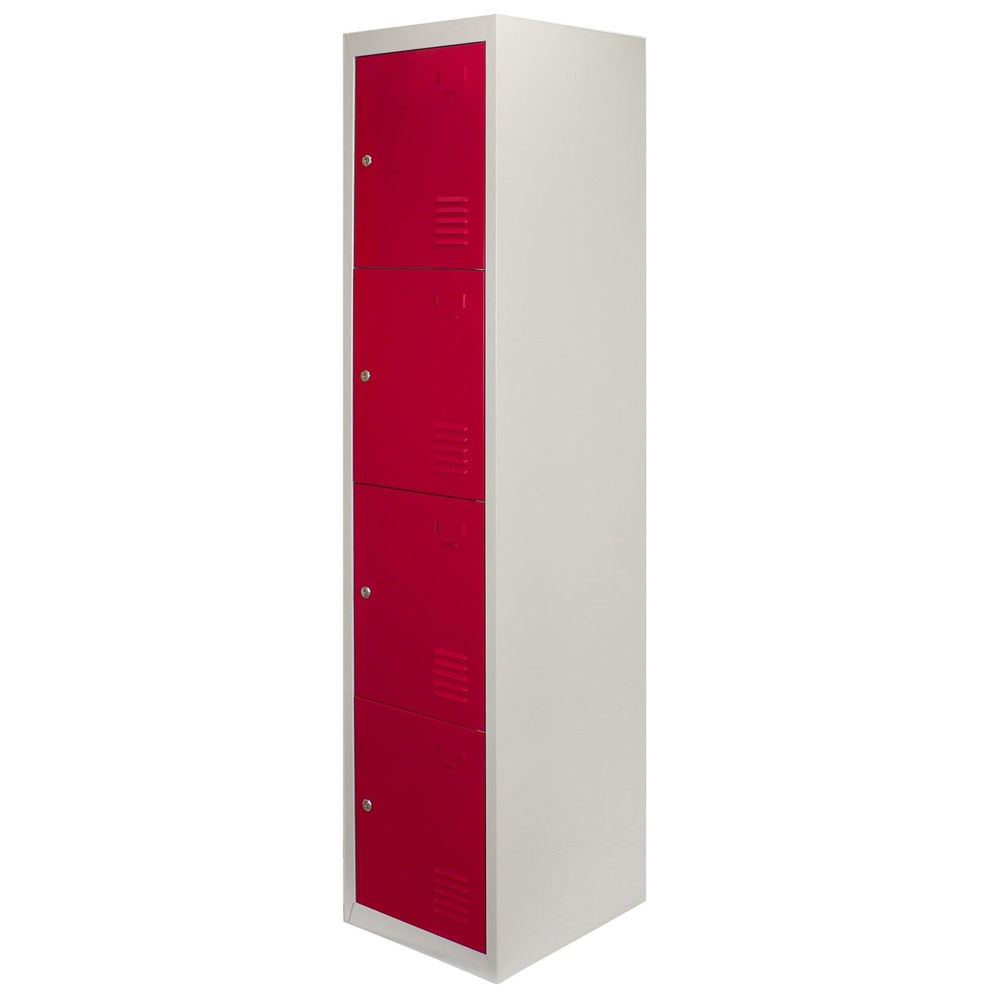 Metal Storage Lockers - Four Doors, Flatpacked, Red