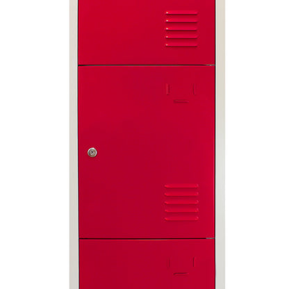 3 x Metal Storage Lockers - Four Doors, Red