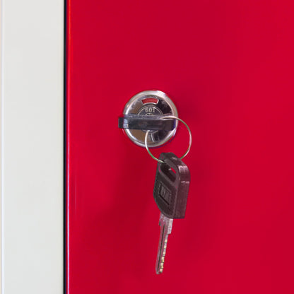 3 x Metal Storage Lockers - Four Doors, Red