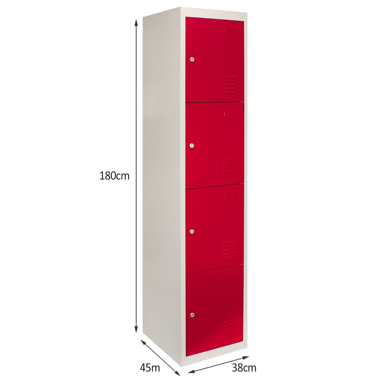 Metal Storage Lockers - Four Doors, Flatpacked, Red