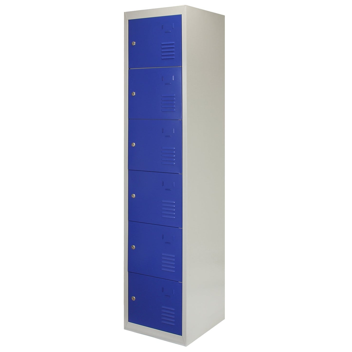 Metal Storage Lockers - Six Doors, Flatpacked, Blue