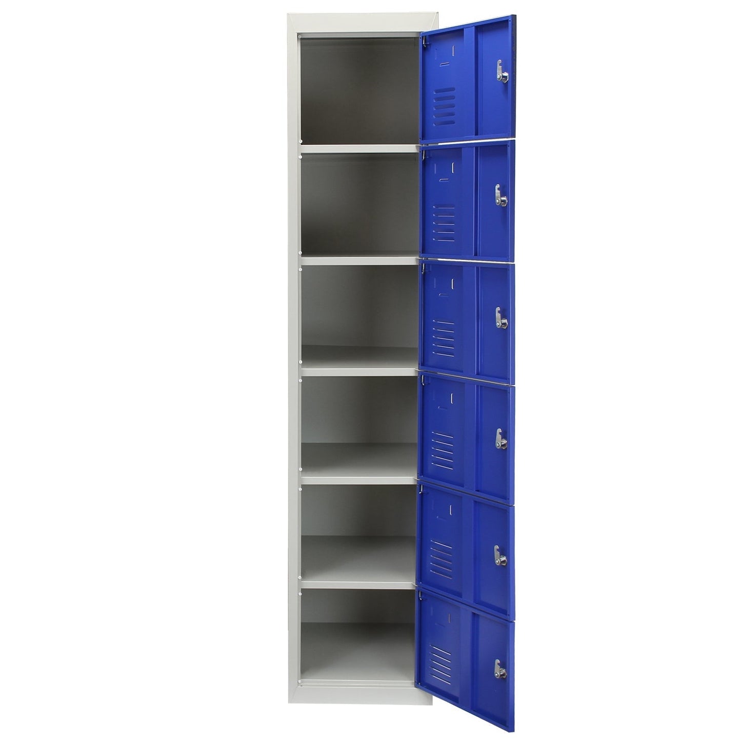 Metal Storage Lockers - Six Doors, Flatpacked, Blue