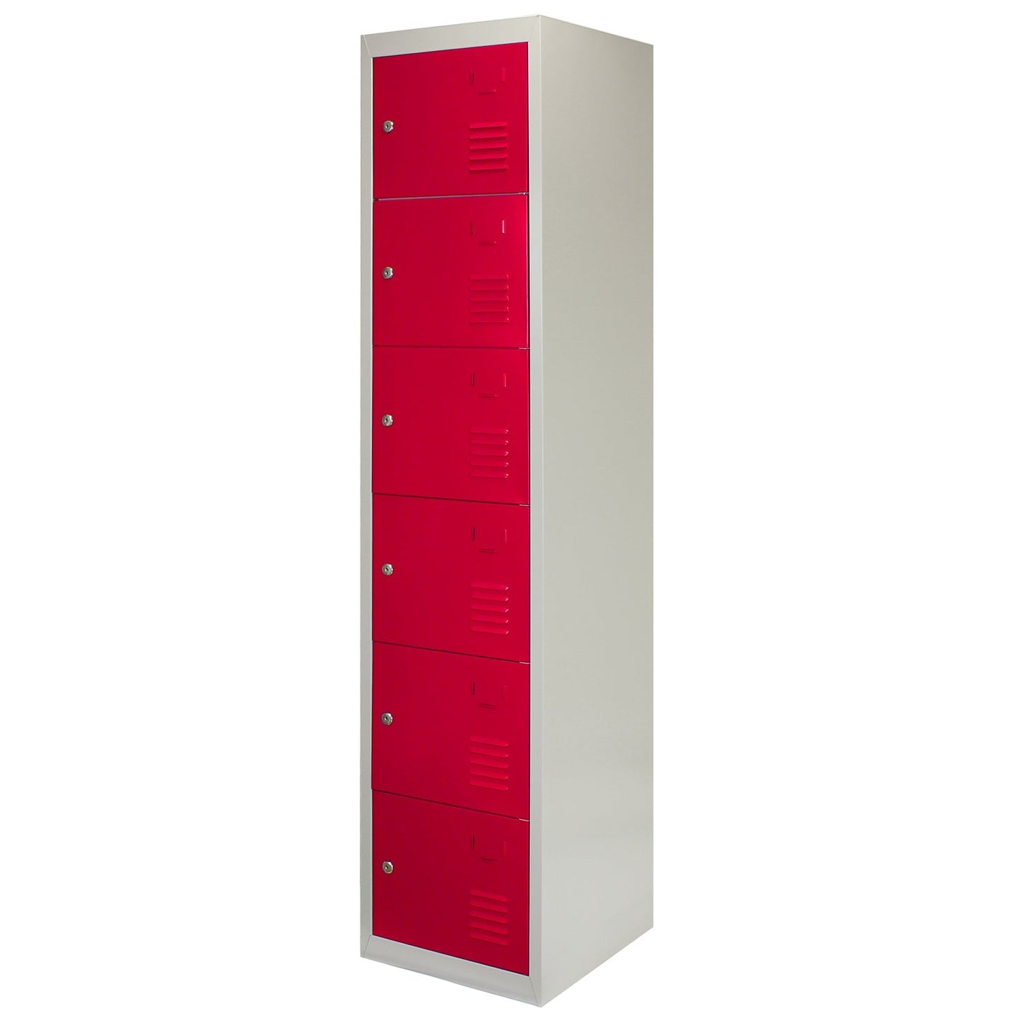 Metal Storage Lockers - Six Doors, Flatpacked, Red