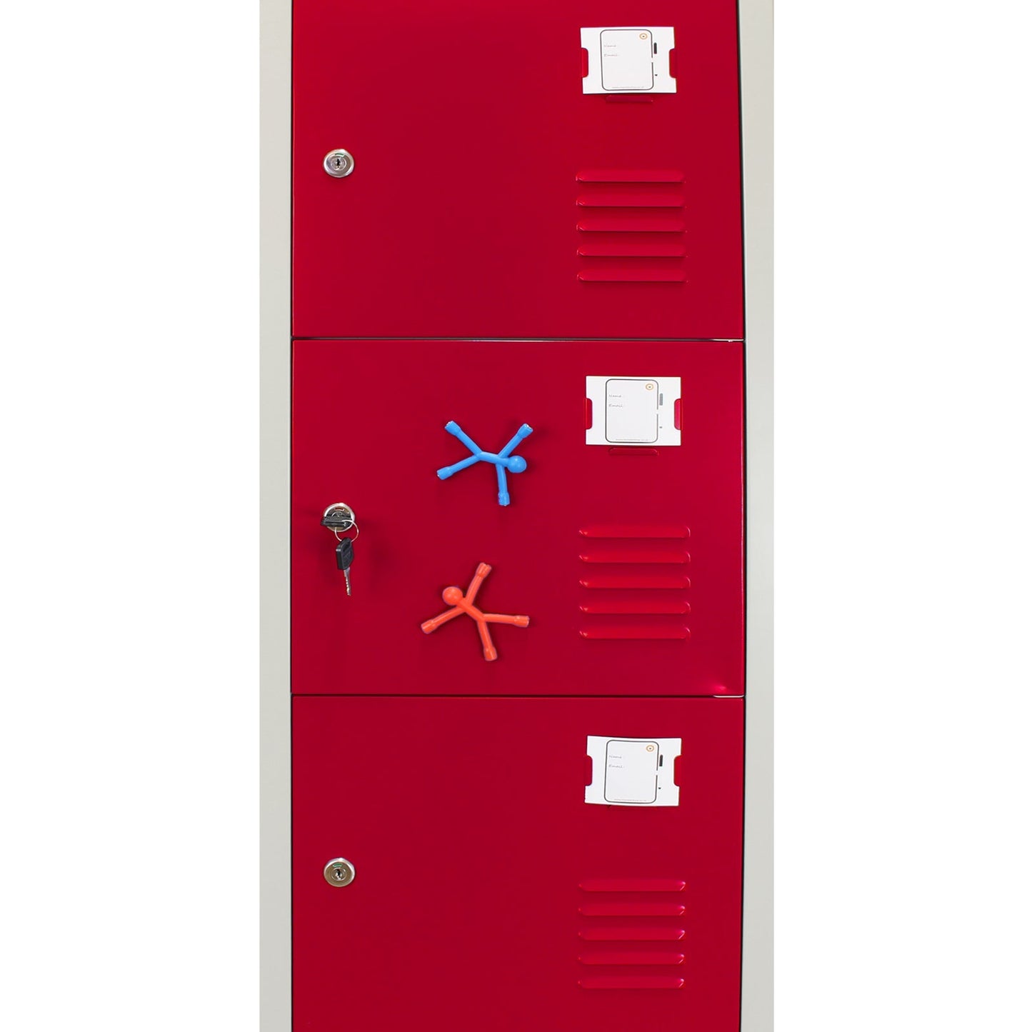 Metal Storage Lockers - Six Doors, Flatpacked, Red