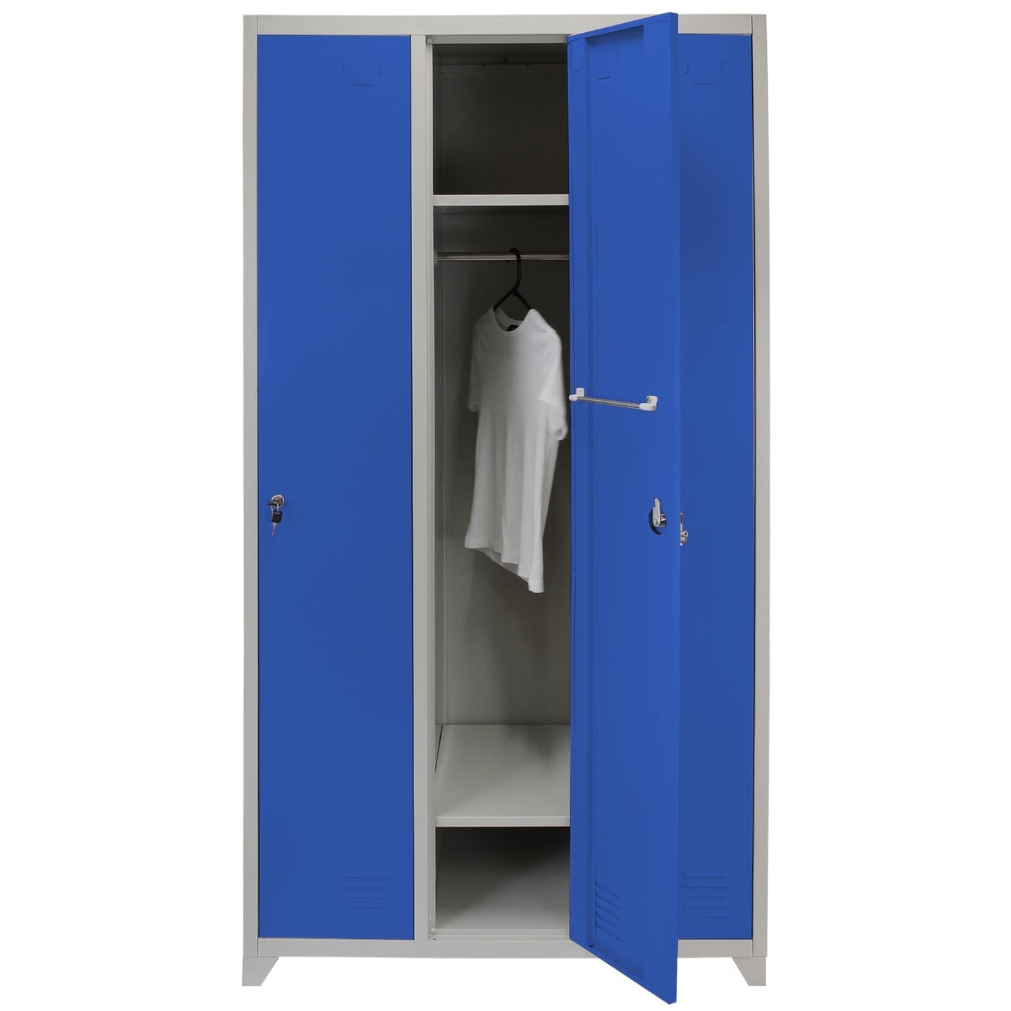 Metal Storage Lockers - Three Doors Wide, Blue