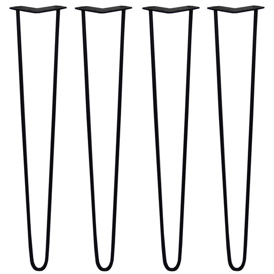 4 x 28" Hairpin Legs - 2 Prong - 10mm - Black