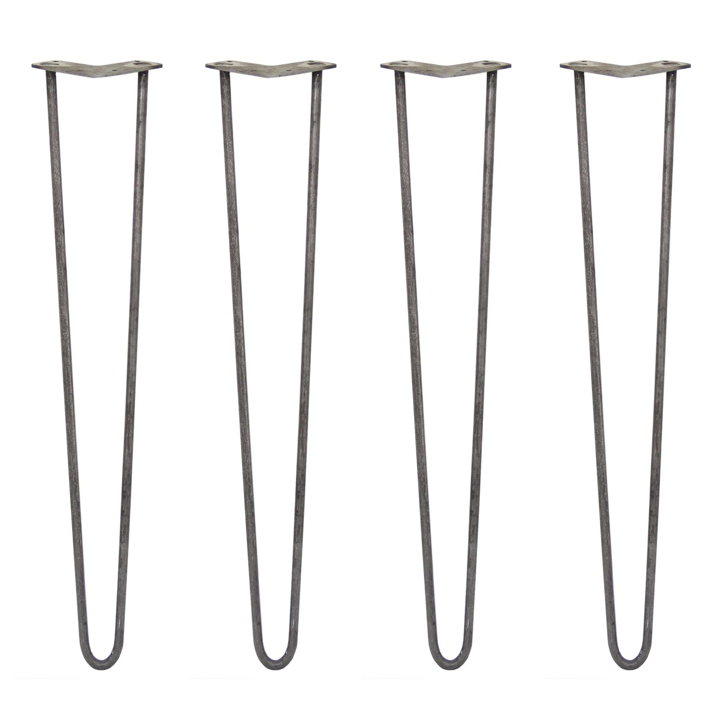 4 x 28" Hairpin Legs - 2 Prong - 12mm - Raw Steel