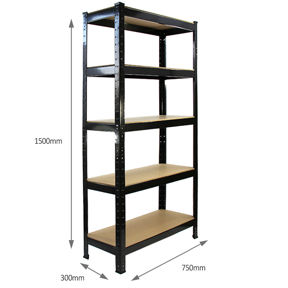 5 x T-RAX Black Metal Racking Units 75cm x 150cm x 30cm