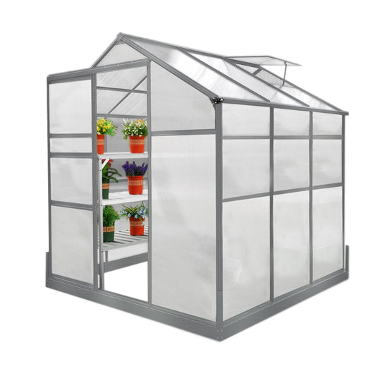 Greenhouse 6ft x 6ft With Base And 2 x Water-Resistant Racks