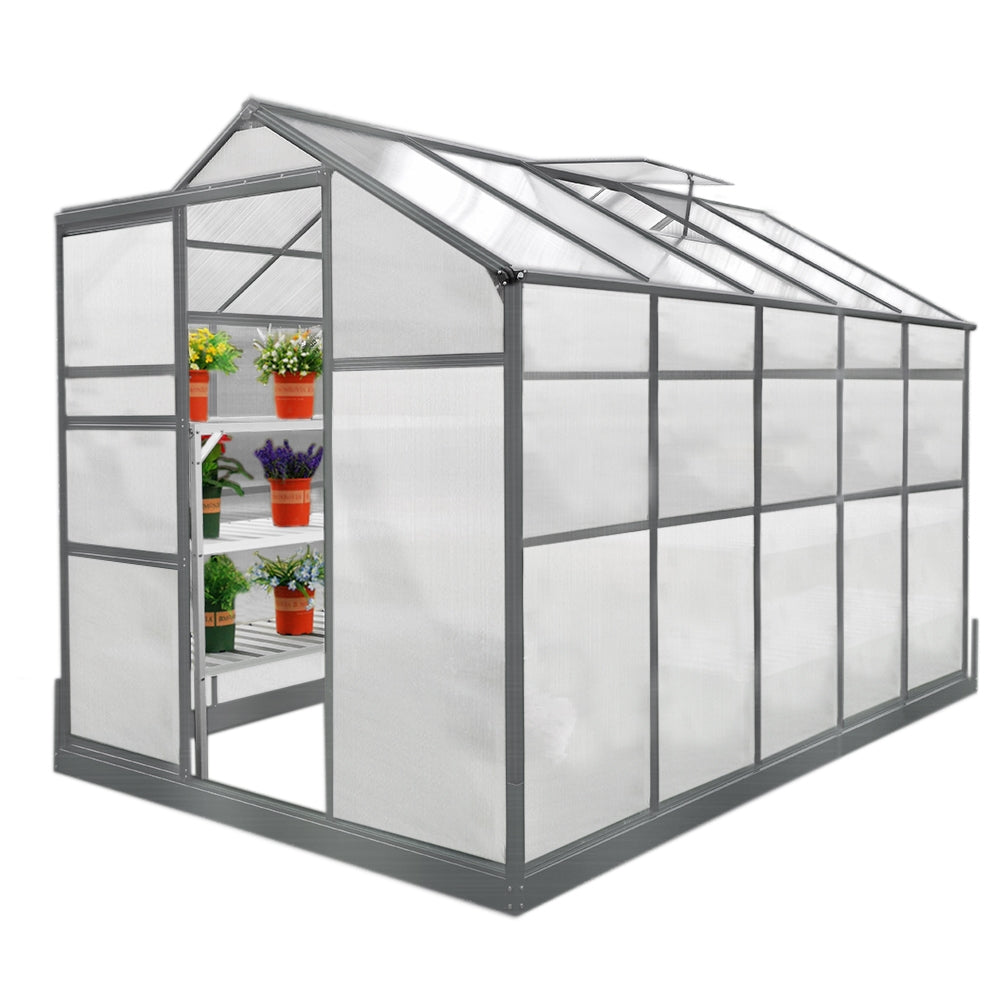 Greenhouse 6ft x 10ft With Base And 2 x Water-Resistant Racks