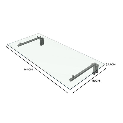 MonsterShop Glass Door Canopy & Brackets, 144cm W, 80cm D