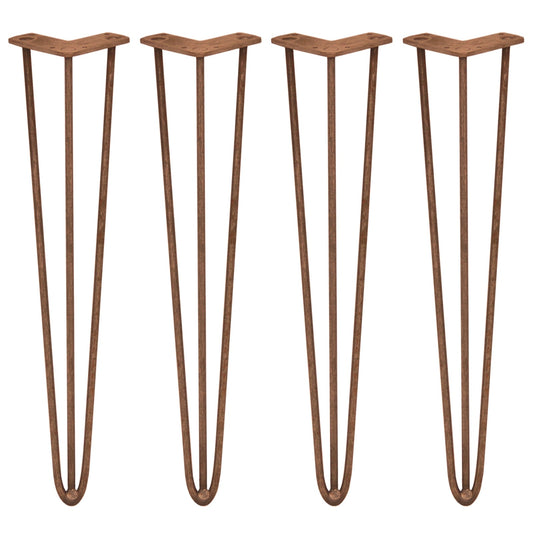 4 x 28" Hairpin Legs - 3 Prong - 12mm - Antique Copper