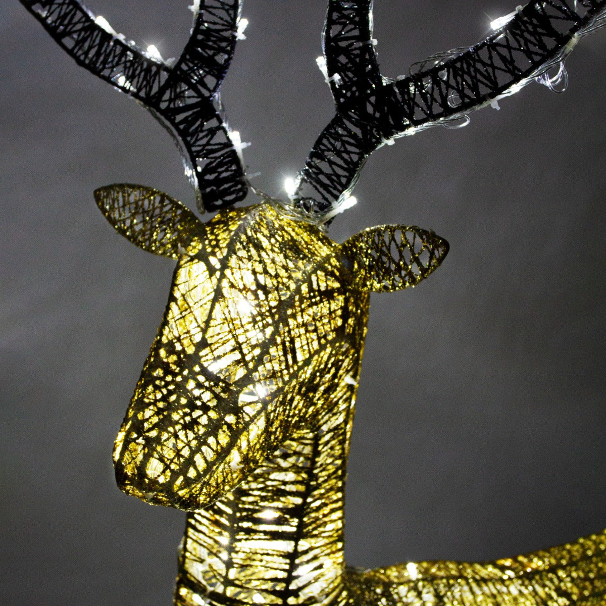 Light Up Reindeer Gold Stag - 120cm 200 Ice White LED