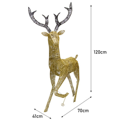 Light Up Reindeer Gold Stag - 120cm 200 Ice White LED