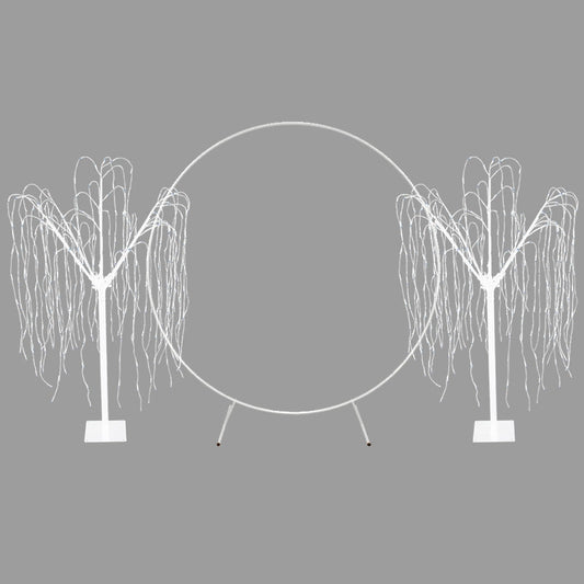 Wedding Moongate - White & 2 x Weeping Willow Tree 180cm Warm White