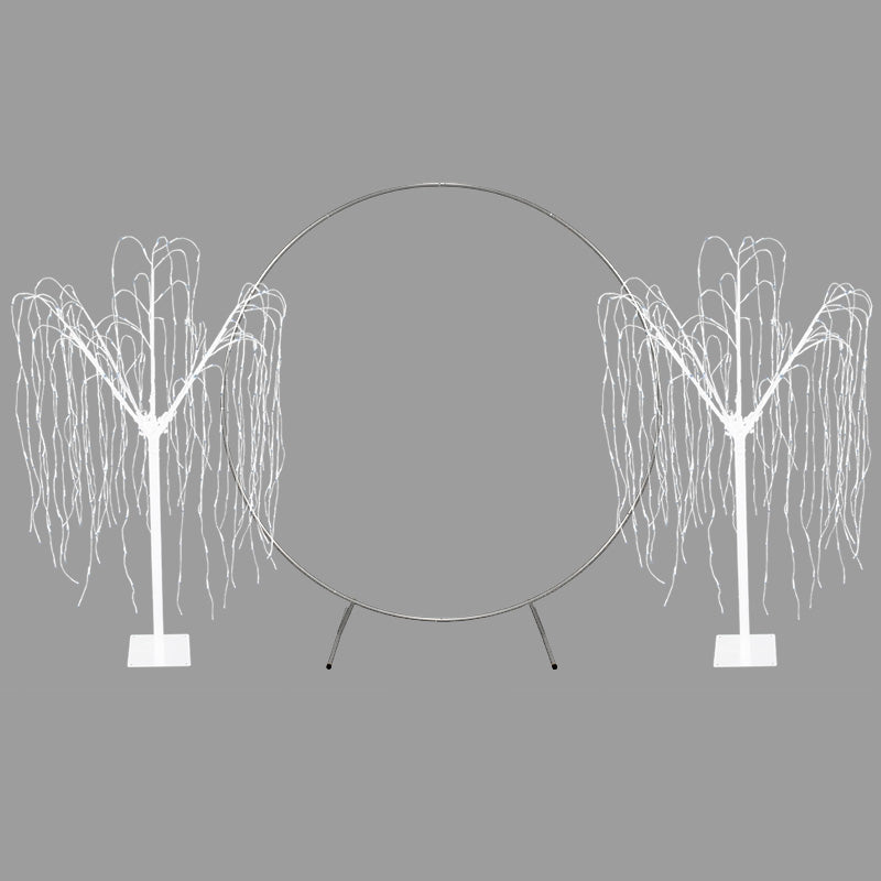 Wedding Moongate - Silver & 2 x Weeping Willow Tree 240cm Warm White