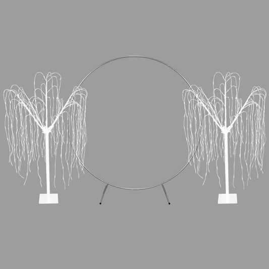 Wedding Moongate - Silver & 2 x Weeping Willow Tree 240cm Warm White