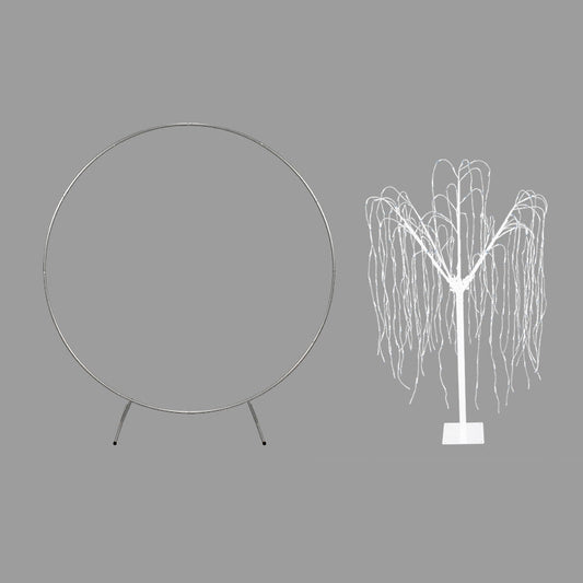 Wedding Moongate - Silver & 1 x Weeping Willow Tree 180cm Cool White