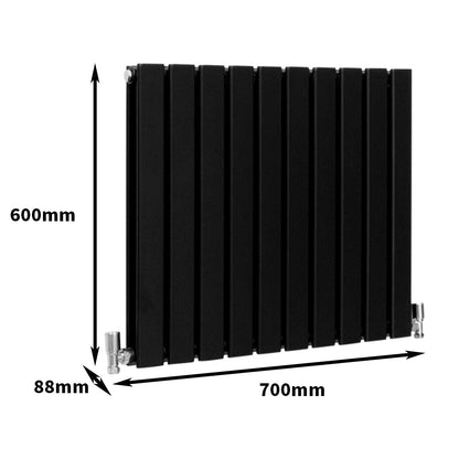 Designer Flat Panel Radiators Matte Black 600mm x 700mm