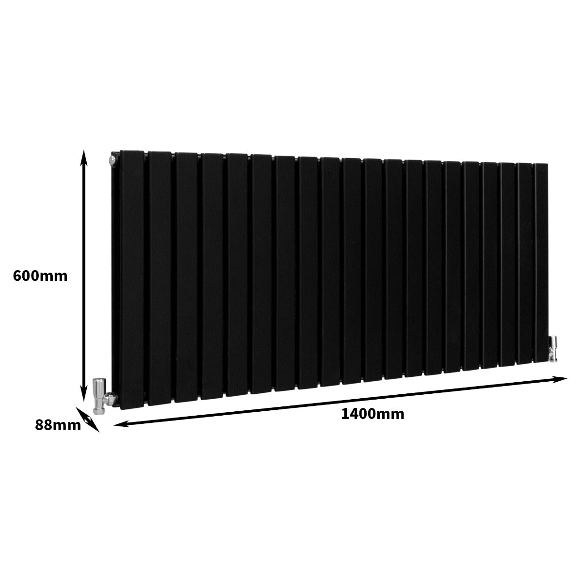 Designer Flat Panel Radiators Matt Black 600mm x 1400mm