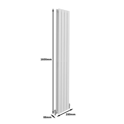 Designer Flat Panel Radiators Gloss White 1600mm x 280mm