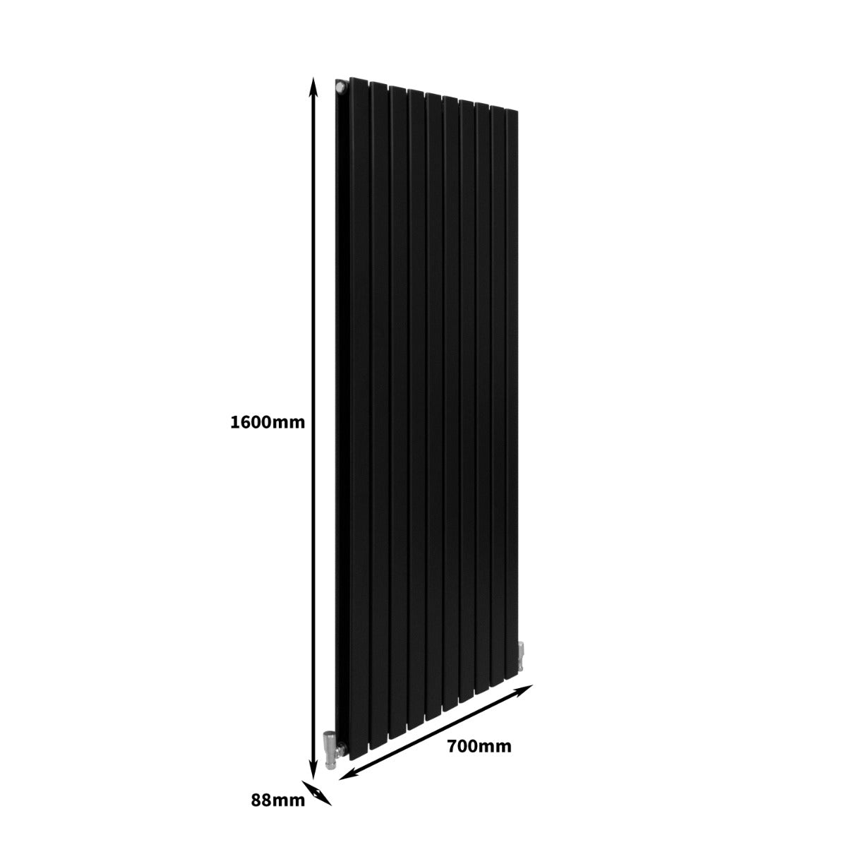 Designer Flat Panel Radiators Matt Black 1600mm x 700mm