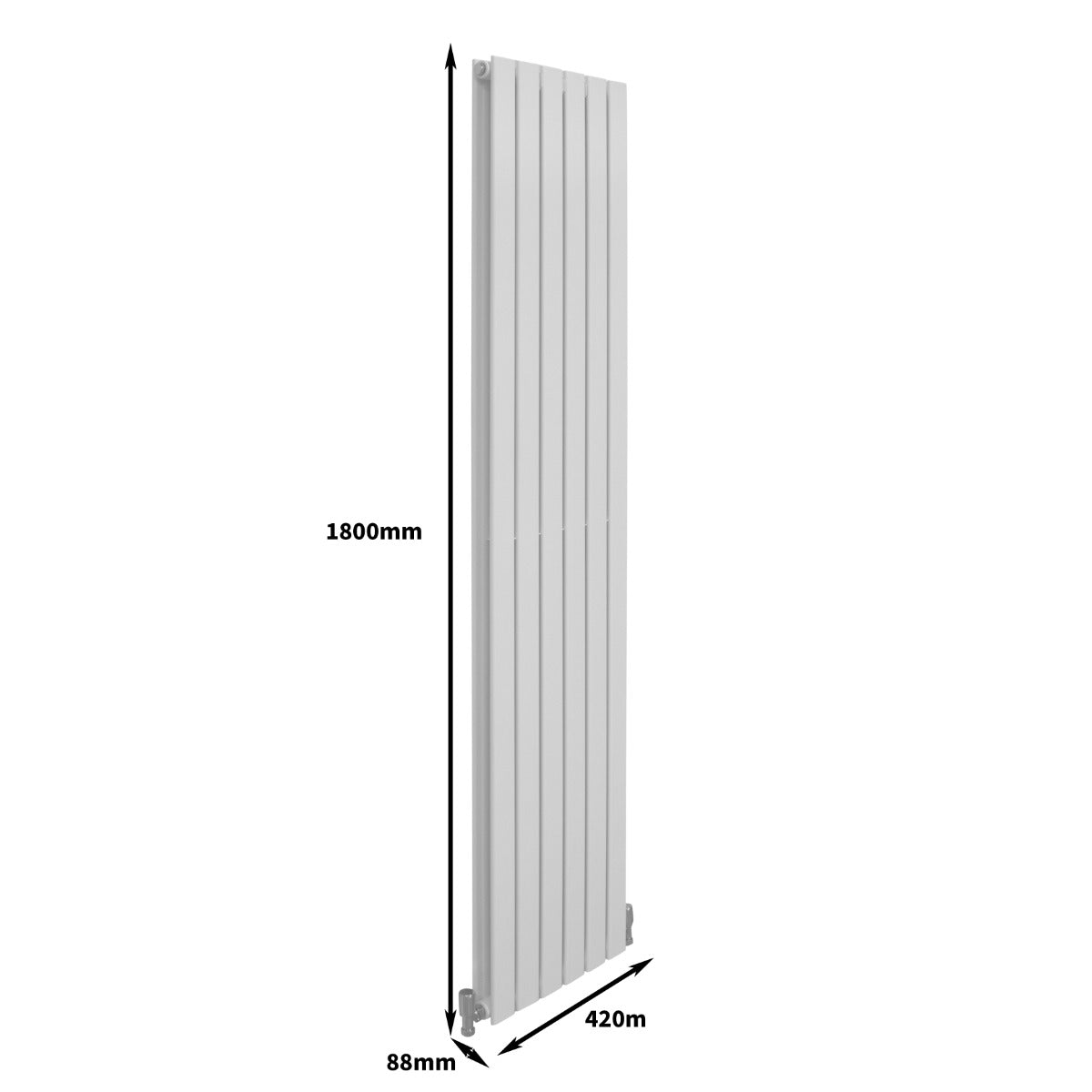 Designer Flat Panel Radiators Gloss White 1800mm x 420mm