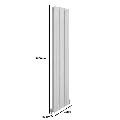 Designer Flat Panel Radiators Gloss White 1800mm x 420mm