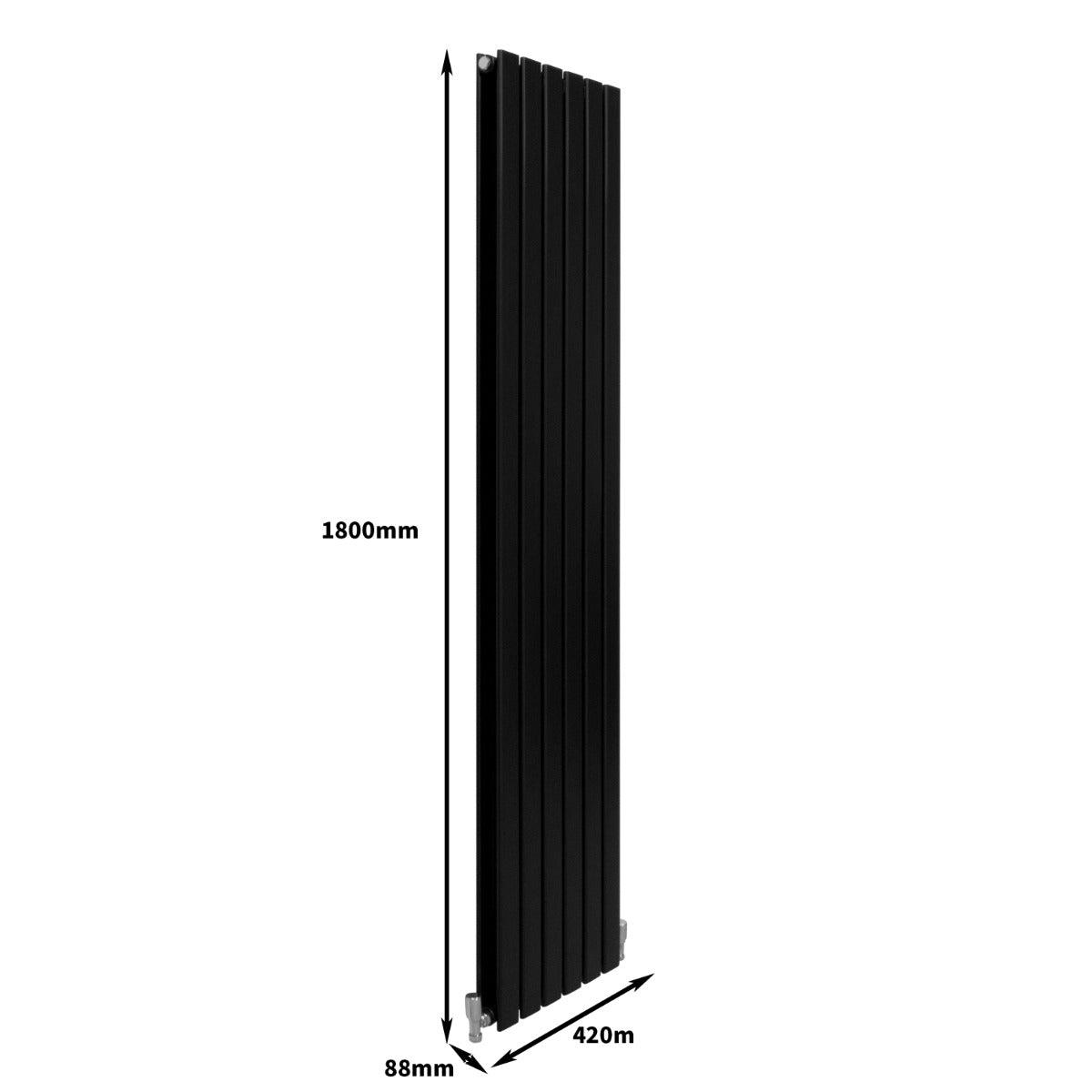 Designer Flat Panel Radiators Matt Black 1800mm x 420mm