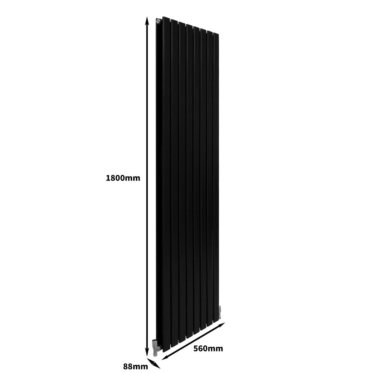 Designer Flat Panel Radiators Matt Black 1800mm x 560mm