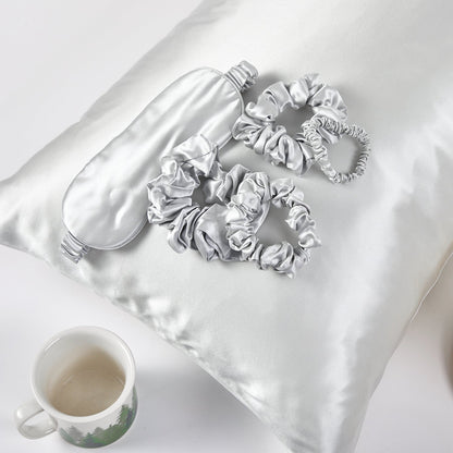 Pure Mulberry Silk Pillowcase, Eye Mask and Scrunchies Gift Set | Standard, Queen & King | 22 Momme | Float Collection