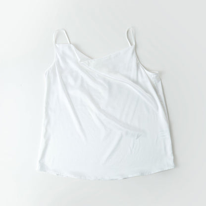 Pearl White Pure Mulberry Silk Cowl Neck Camisole | Spaghetti Strap Silk Charmeuse Cami Top | Soar Collection